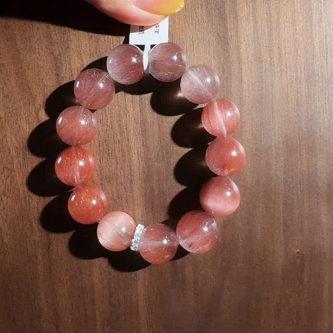 水晶手串银S925镶嵌己天然水晶手串 己