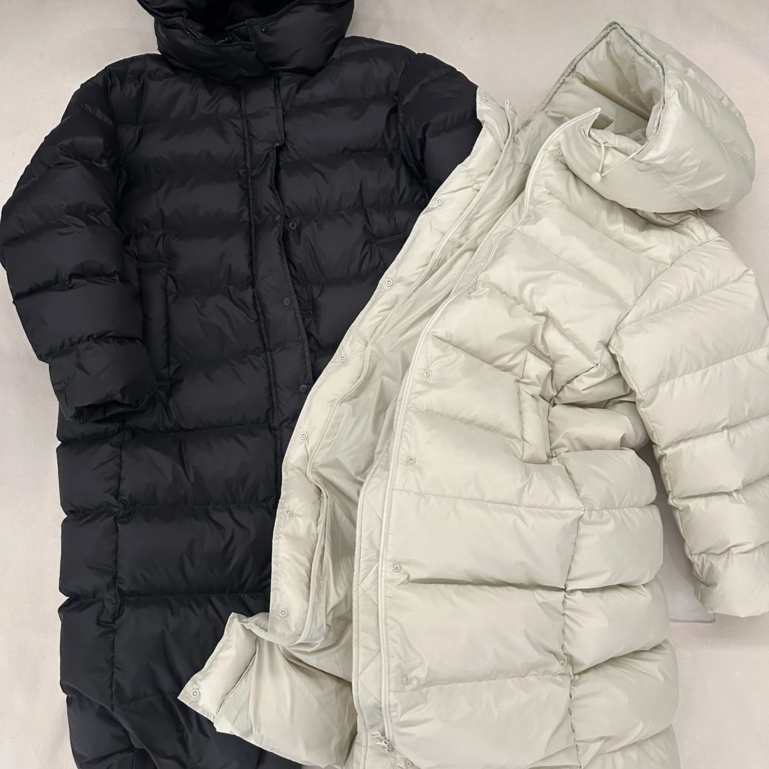 030冬季新款简约高级感连帽加厚保暖长款显瘦90白鸭绒羽绒服