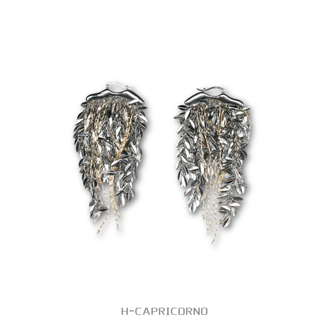 纯铜耳饰 气质女王流苏叶小众设计高级感耳环气质耳饰