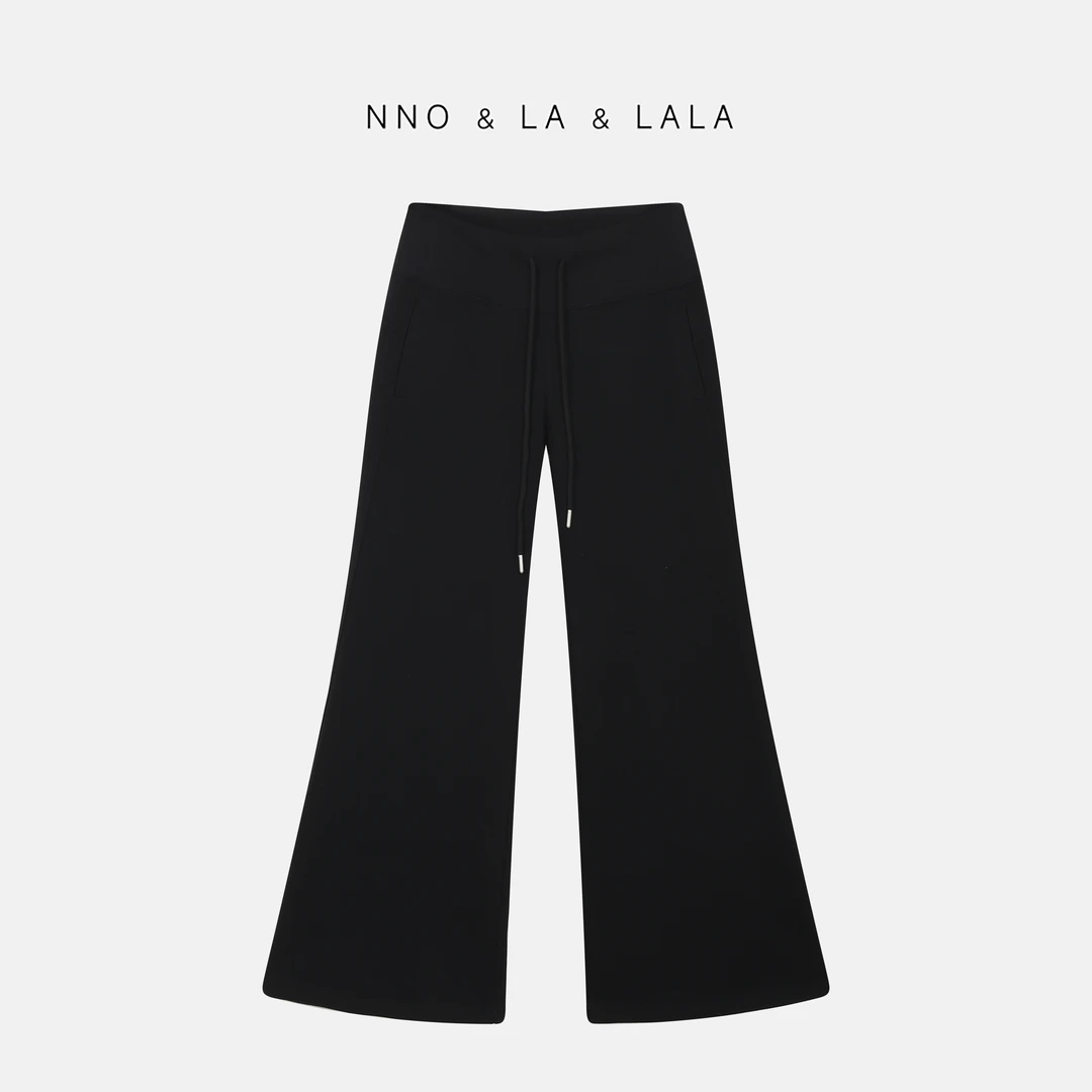 LA 黑色 抽绳 微喇 休闲裤 31069