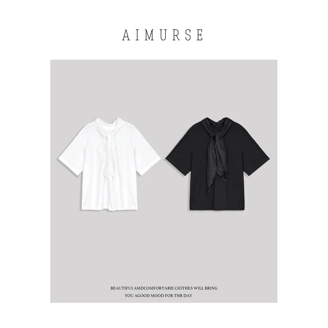 AIMURSE【舞者】小众设计师 时髦飘带夏季出游百搭休闲T恤 AM6810