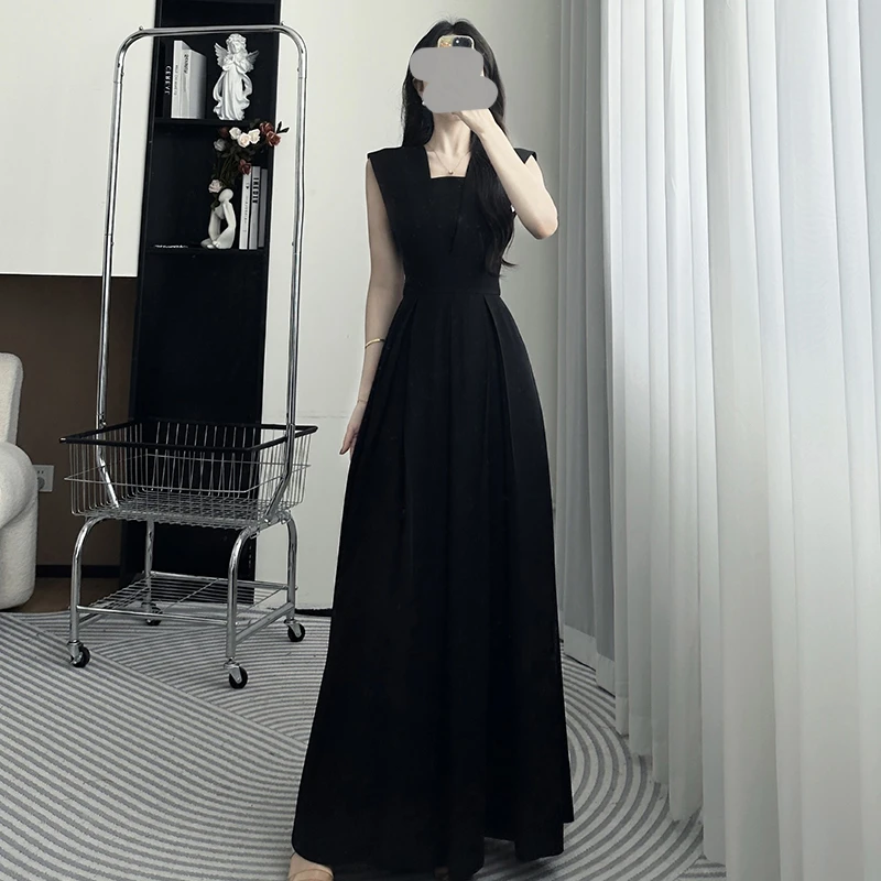 高级感纯色无袖背心连体裤女2025夏季新款百搭气质收腰显瘦连体裤