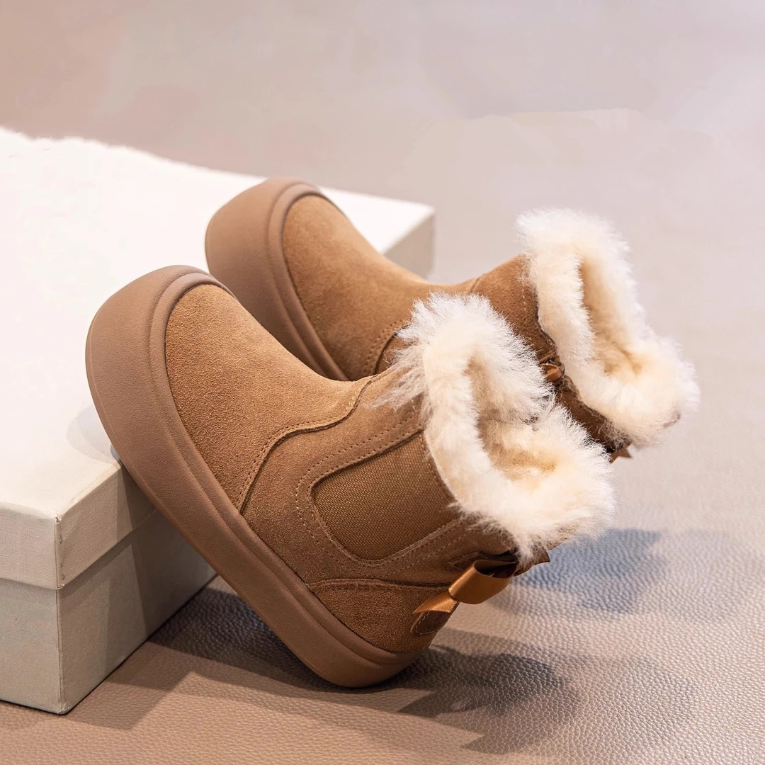 36l℃断码真皮女童鞋公主雪地靴2025新款冬季儿童棉鞋加绒保暖棉靴