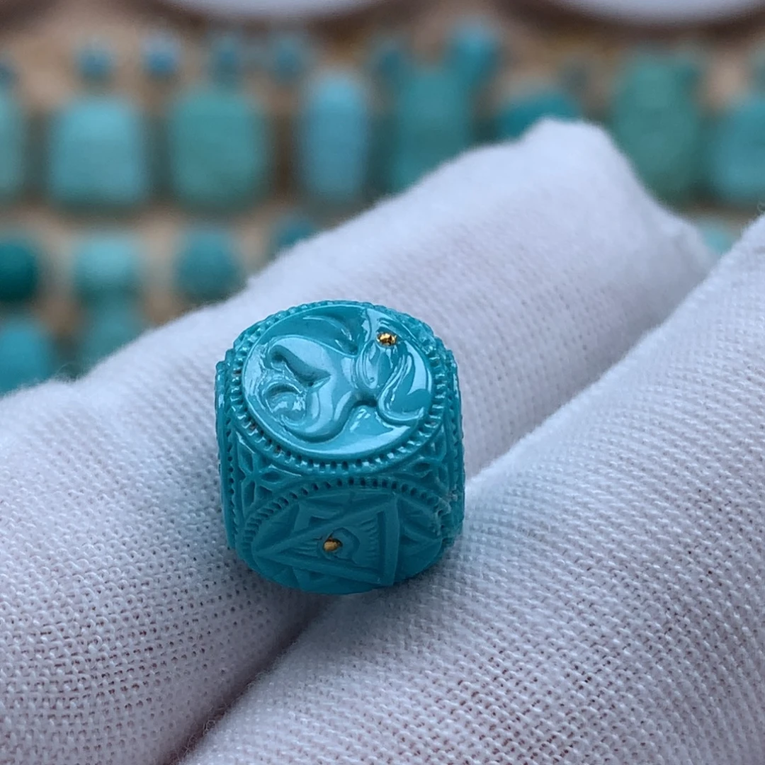 绿松石未镶嵌原矿绿松石六方珠