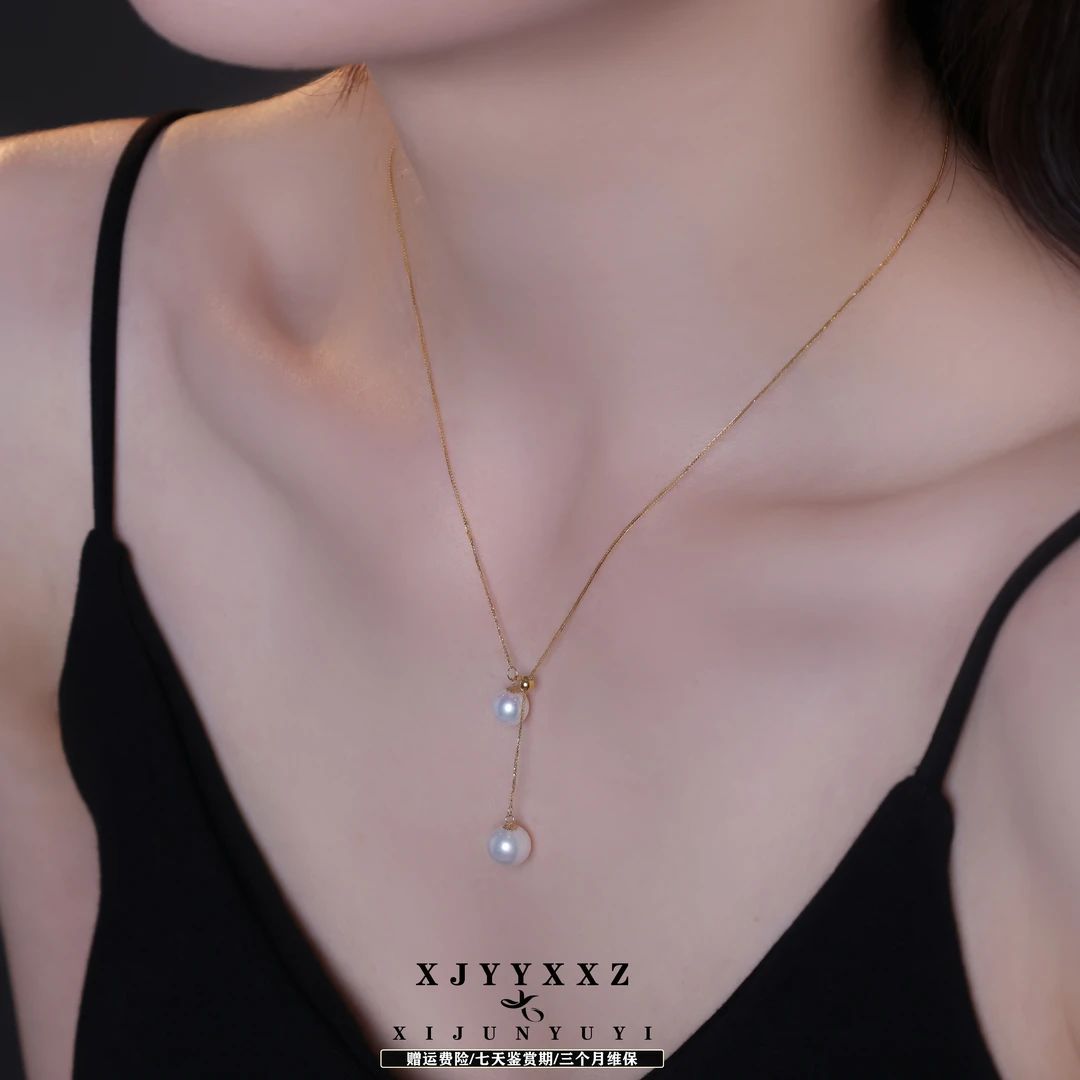 希君羽翼【希希心动珠宝】凯瑟琳名媛 18k金淡水珍珠双珠项链Z072