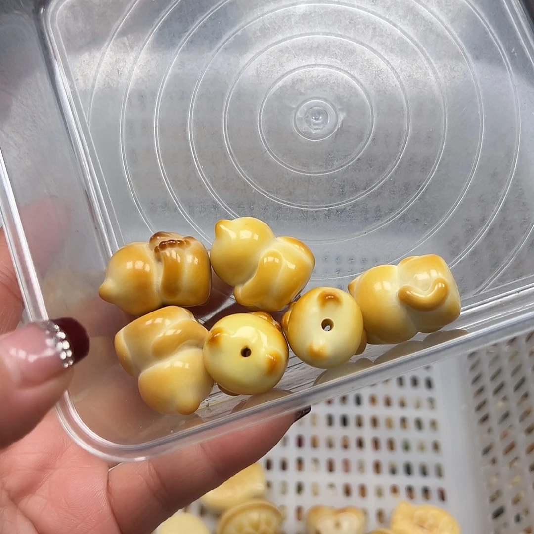 ****咪手串菩提根/象牙果微瑕炭烧拜佛猫6颗