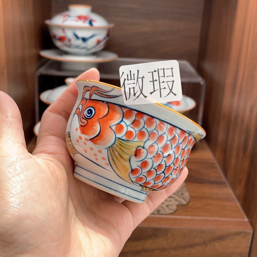 釉下手绘茶具微瑕