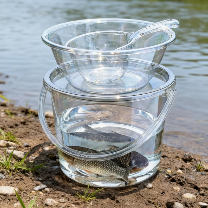 钓鱼桶户外野钓可坐多功能活鱼桶加厚洗车手提透明带盖水桶盆套装