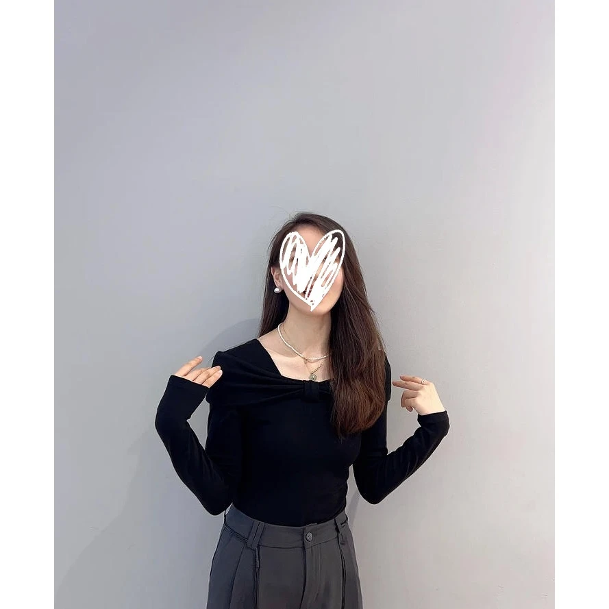 韩系设计感一字肩长袖t恤女2025秋款高弹力露肩收腰显瘦打底上衣