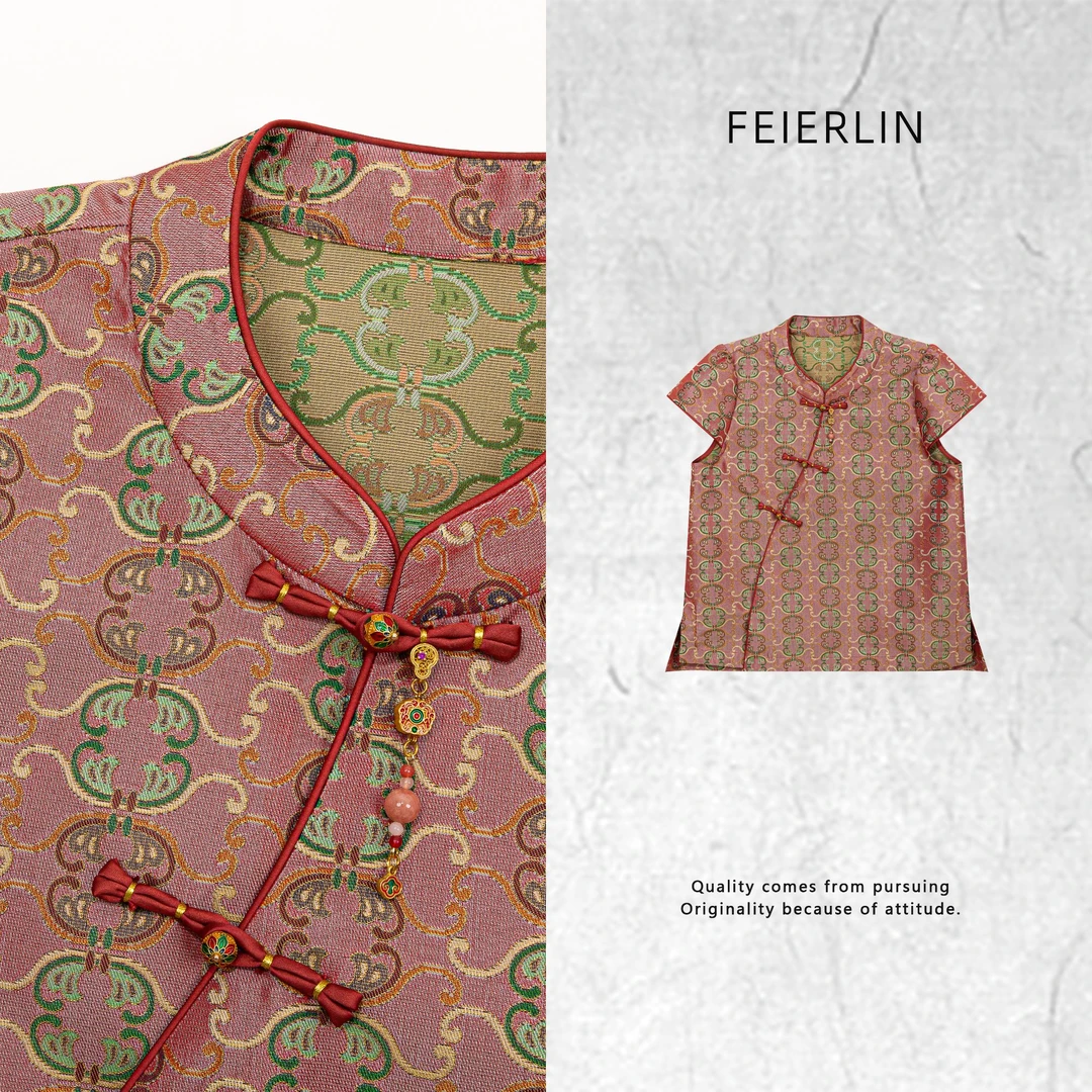 FEIERLIN-深圳原创新中式女装桑蚕丝25ss上衣短袖50683