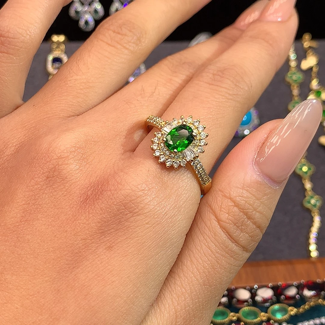 银S925镶嵌透辉石戒指