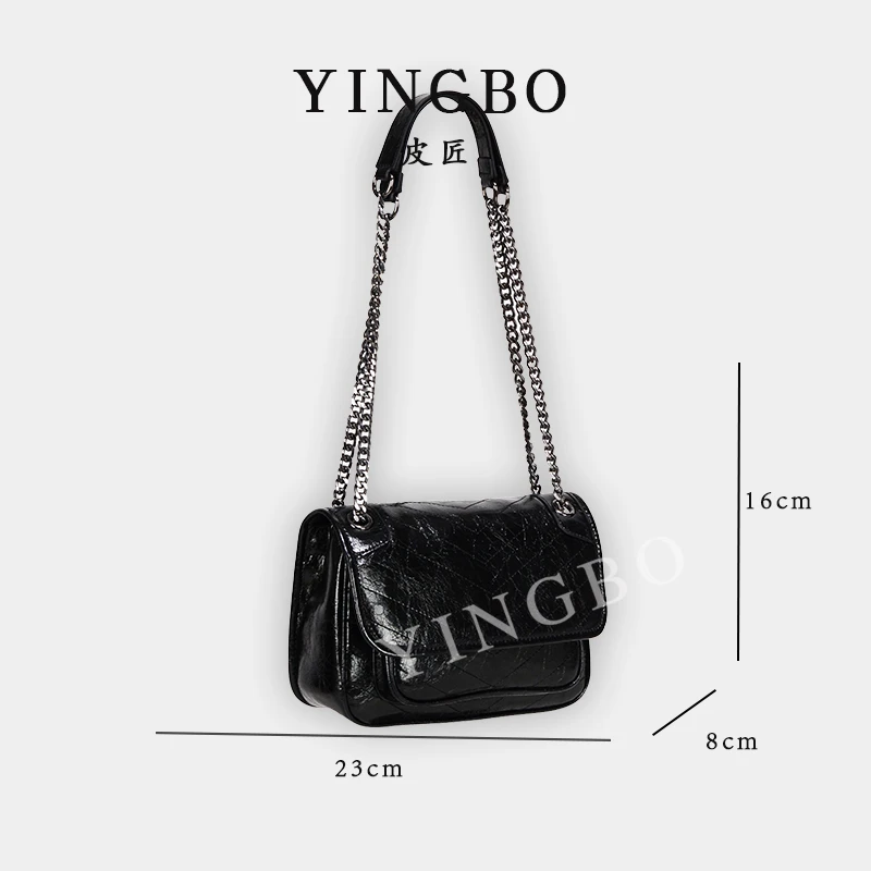 【英柏甄选】GQ-6106-1小-经典黑 然与纯小众设计感时尚百搭女包