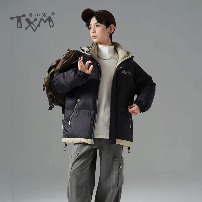 青少年羽绒服男大童中长款羽绒衣男童冬季棉衣外套羽绒服亲子款