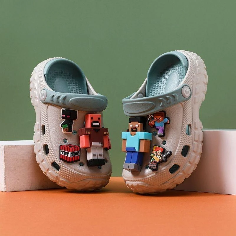 我的世界儿童洞洞鞋男童夏季新款防滑凉拖宝宝大童男孩沙滩鞋凉鞋