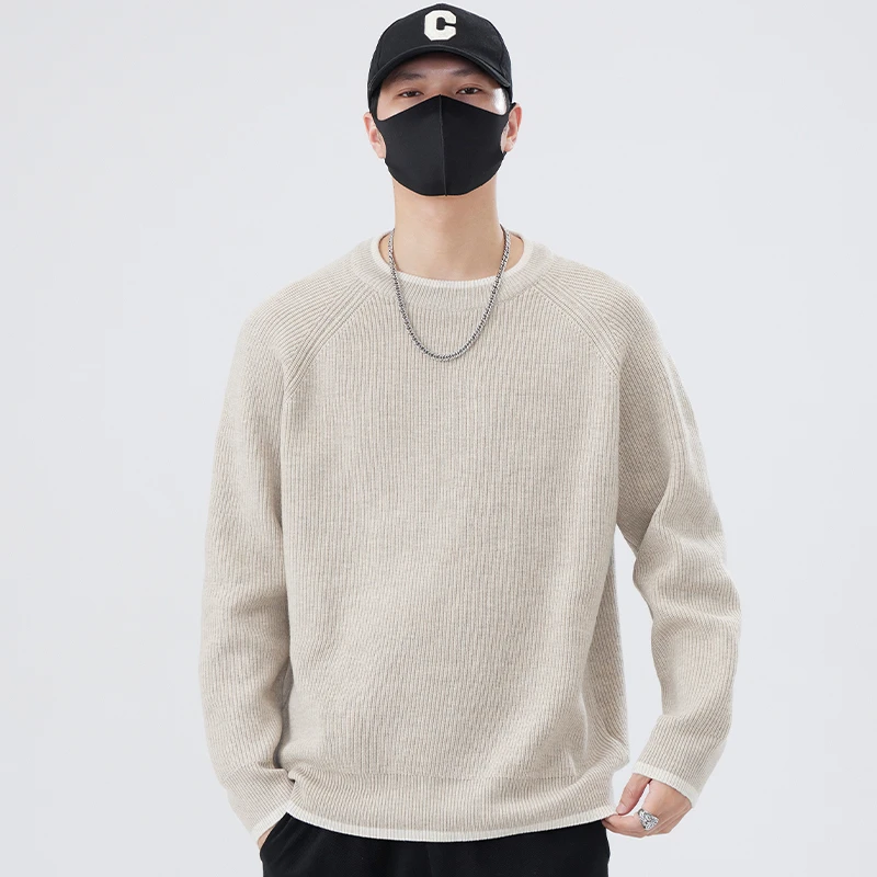 RSRDDY毛衣男士秋冬季2025新款潮流加厚圆领简约保暖打底针织衫男