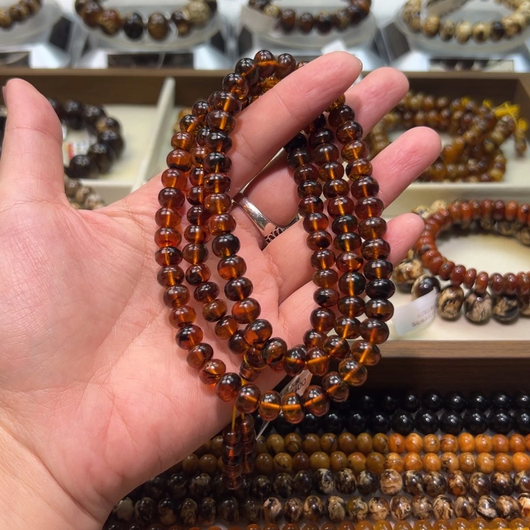 琥珀未镶嵌手链抚顺琥珀8m108血珀
