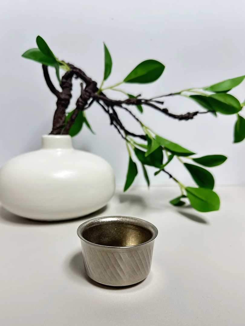 50ML纯钛主人杯双层螺纹复古家用