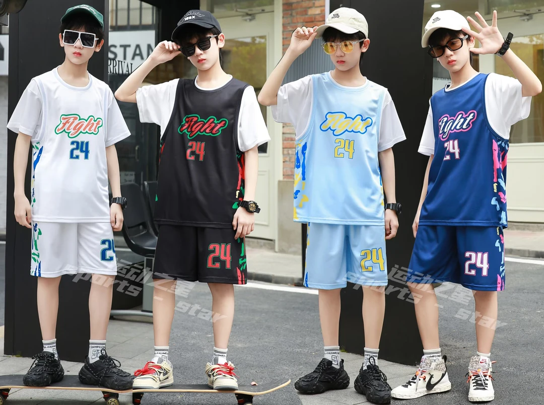 2025男女童夏季新款速干篮球服套装24号