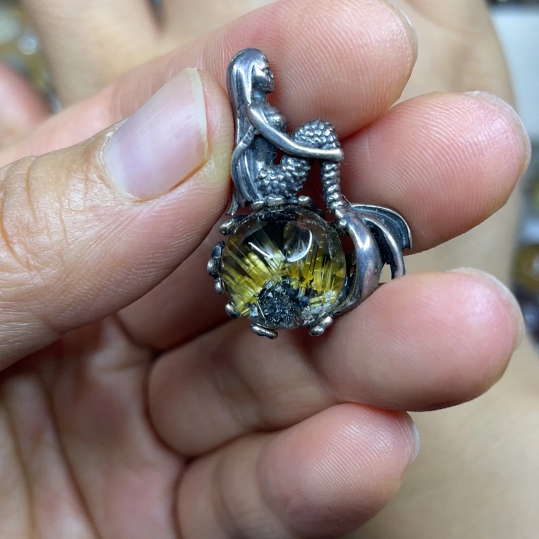 【闪购商品】银S925镶嵌珠宝半成品水晶吊坠