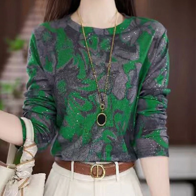 秋季新款薄款修身弹力长袖打底衫中年女装洋气显瘦圆领百搭小衫女