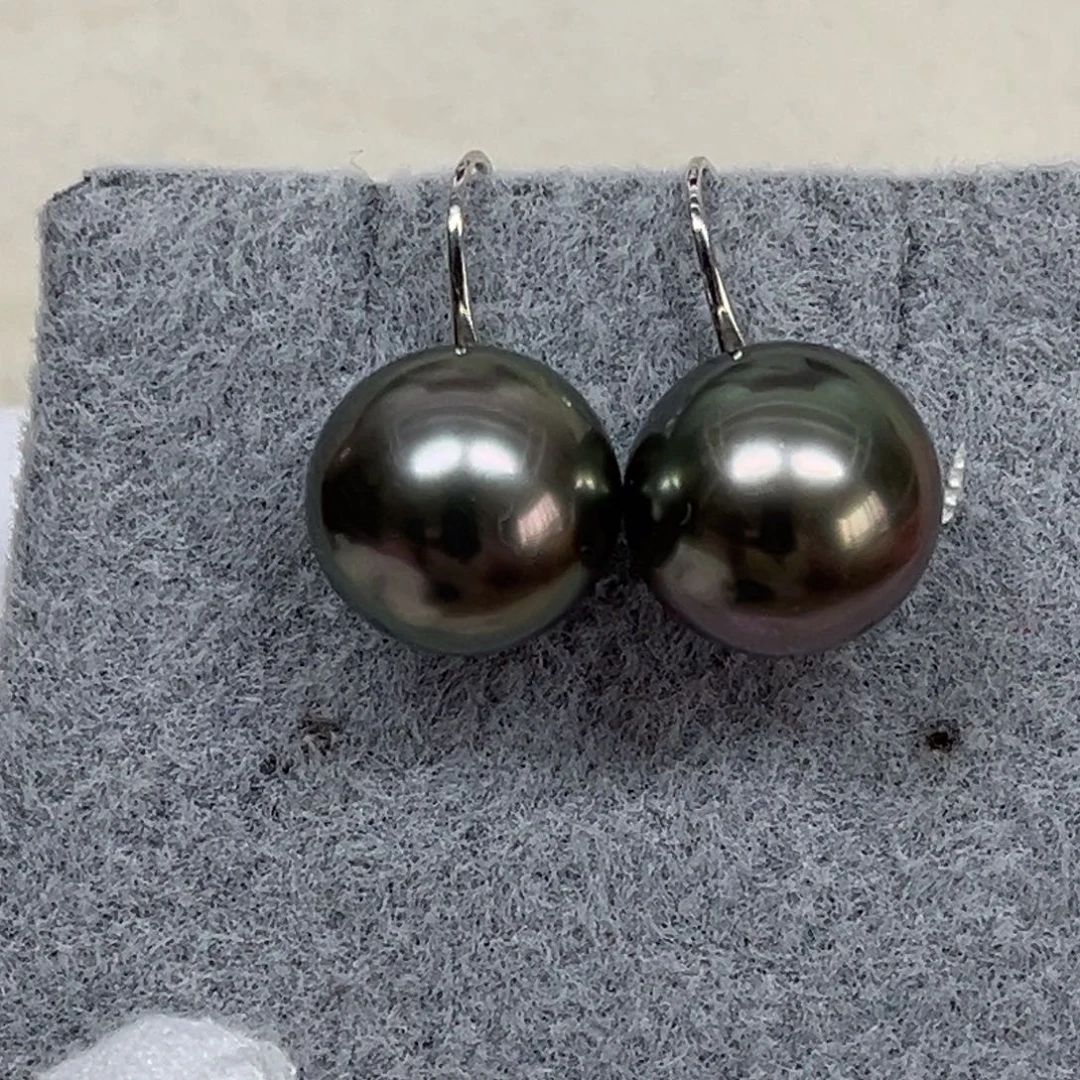海水珍珠耳饰18K金镶嵌12-13mm