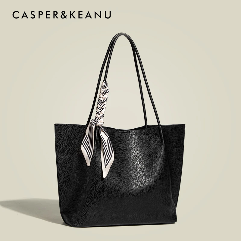 CASPER&KEANU上班通勤托特包女2025新款夏天休闲高级感大容量单肩