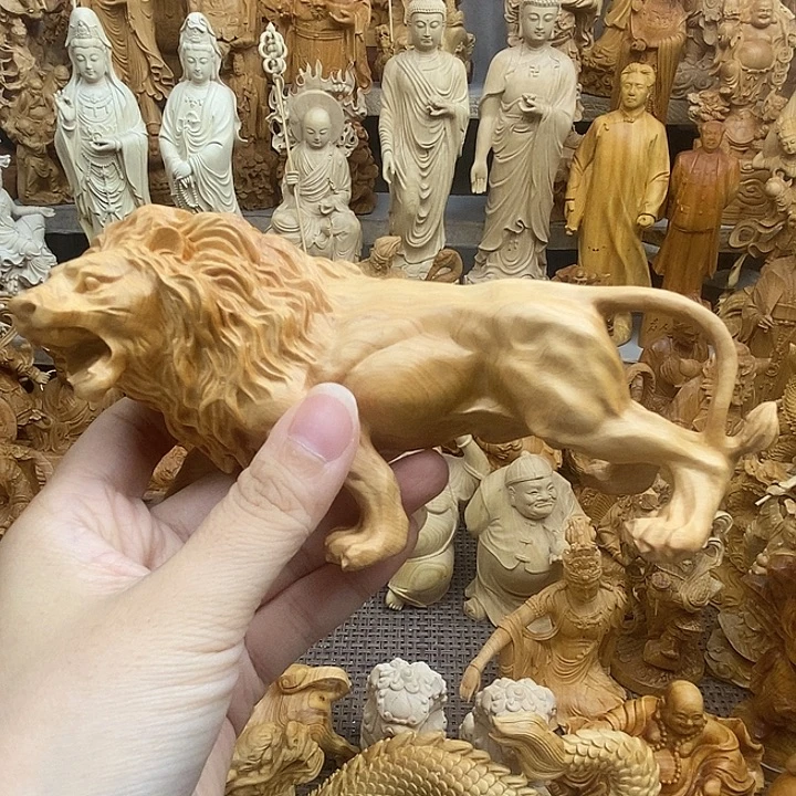 阿***缝柏木（崖柏）狮子摆件