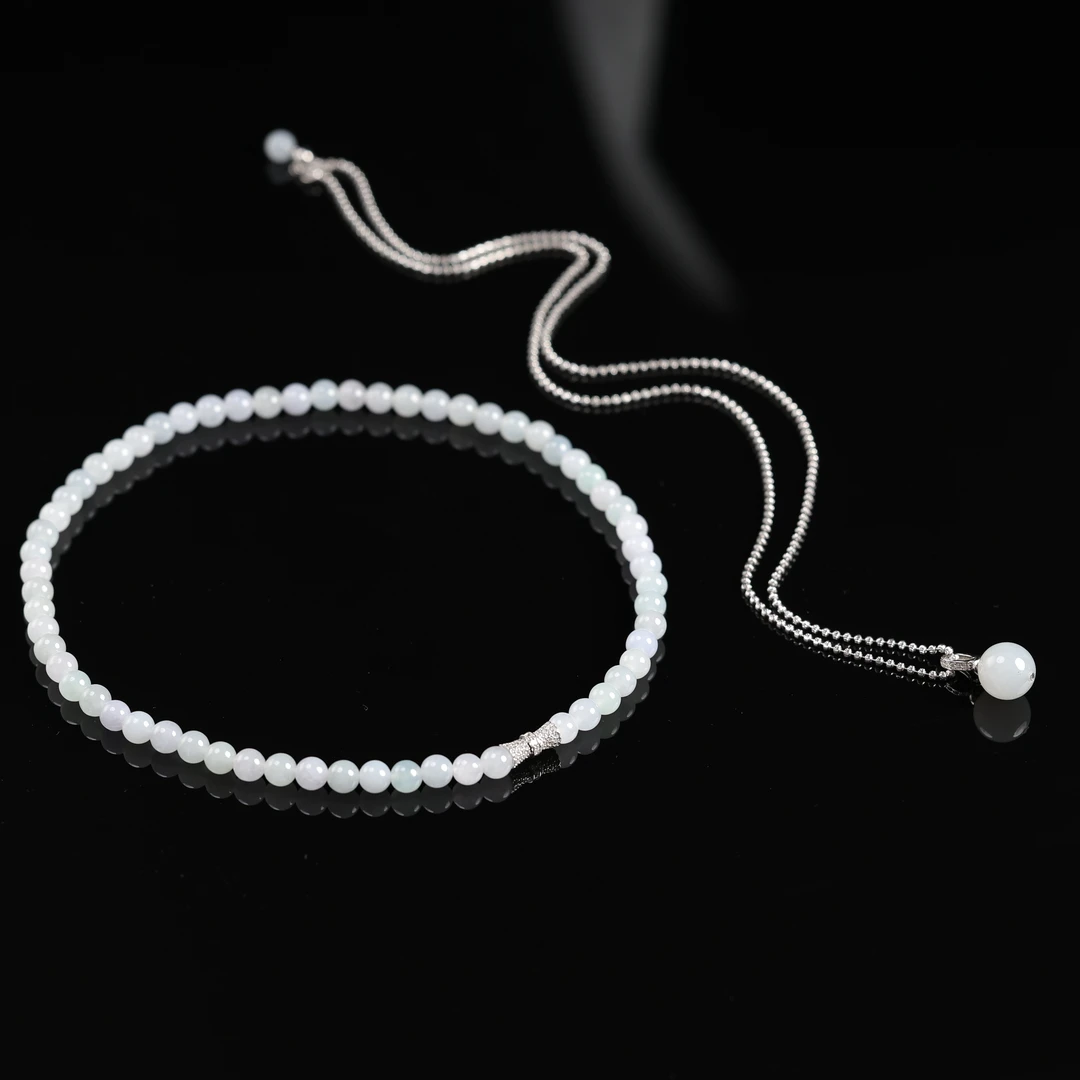 本真 |“容时”原创设计精品冰胶翡翠项链套装多样性发其一