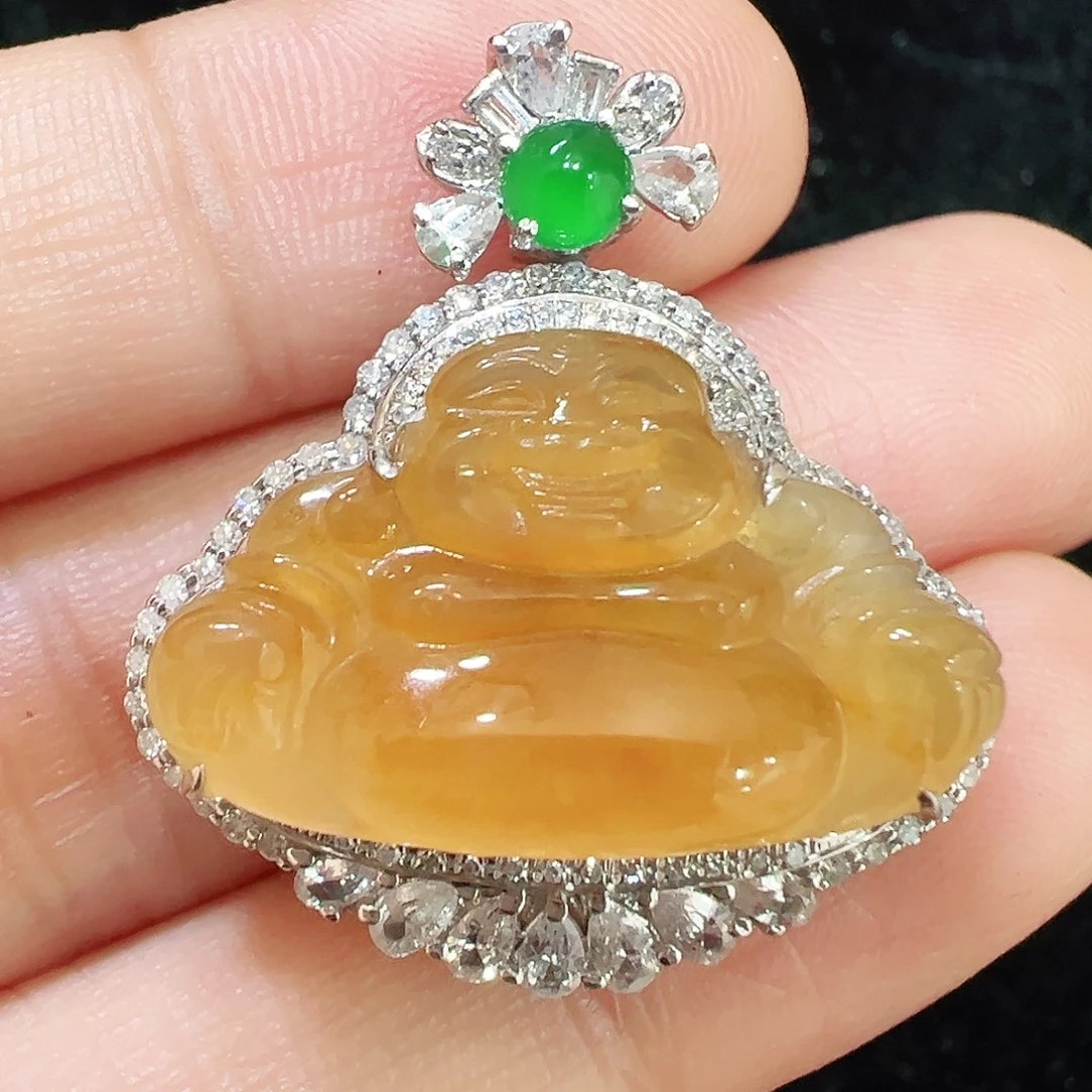 翡翠18K金镶嵌吊坠(不含链)