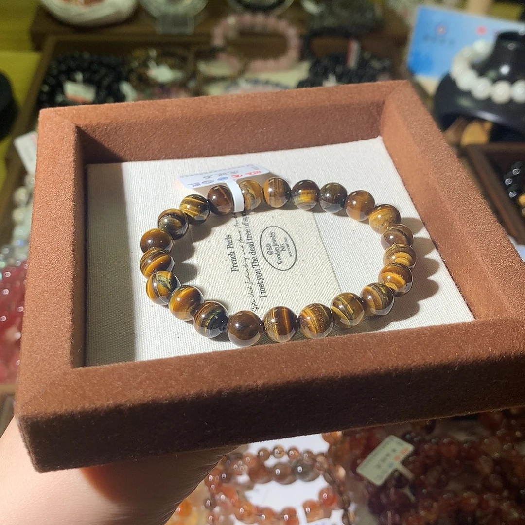水晶未镶嵌手链8咪金虎眼石 叠戴DIY～择优发货
