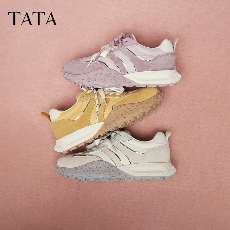 【琥珀流光】TATA他她2025秋新款复古阿甘鞋系带休闲运动鞋CM702CM5