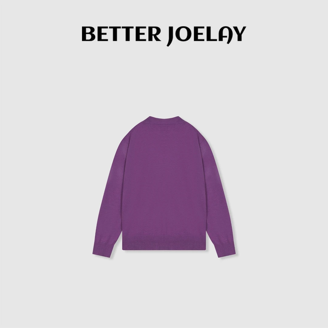 BETTER JOELAY-【紫雾牌局】莫代尔针织开衫V领温柔韩版LL6106