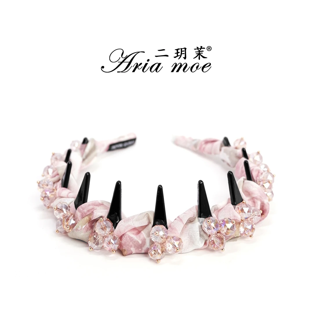 【雨荷】原创夏日新款细闪水晶发箍带齿高颅顶修饰头型百搭气质头箍