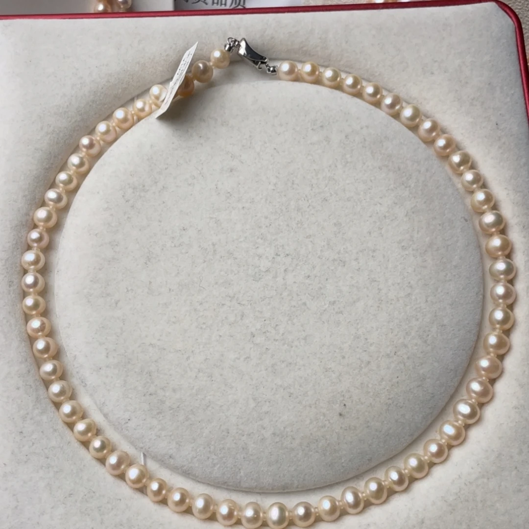 *****淡水珍珠颈饰银S925镶嵌7mm