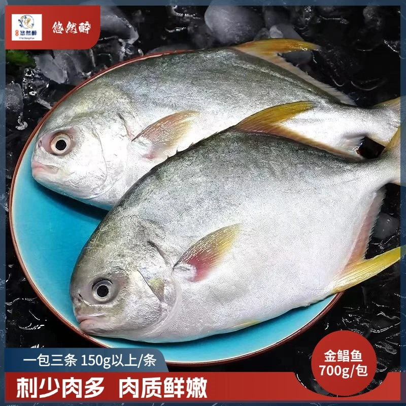 悠然醉北海新鲜海捕无冰大金鲳鱼顺丰冷链发货700g*2袋（一袋3条）