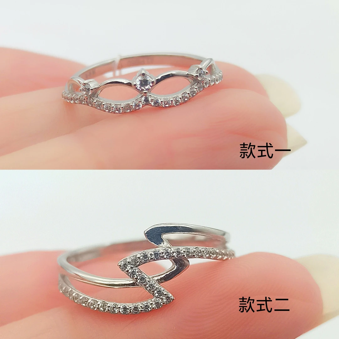 合成锆石铂金Pt950镶嵌锆石时尚小众精致皇冠铂金戒指