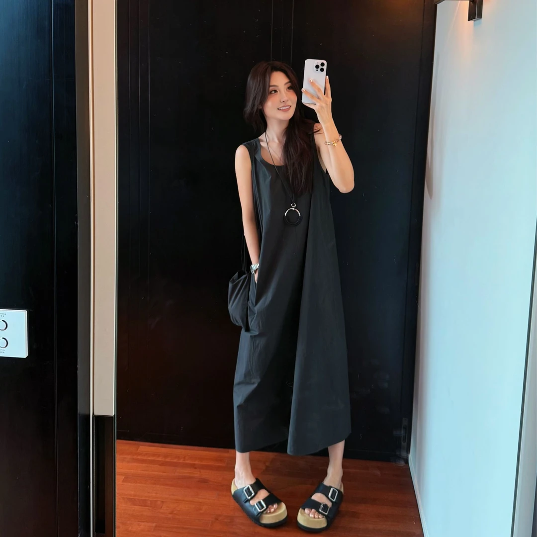 Moprobably李予诺「憧憬裙」"100%棉"休闲小个子U领连衣裙L5365002