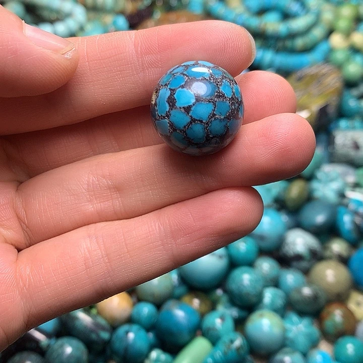 清***雅非金属高瓷蓝网花圆珠