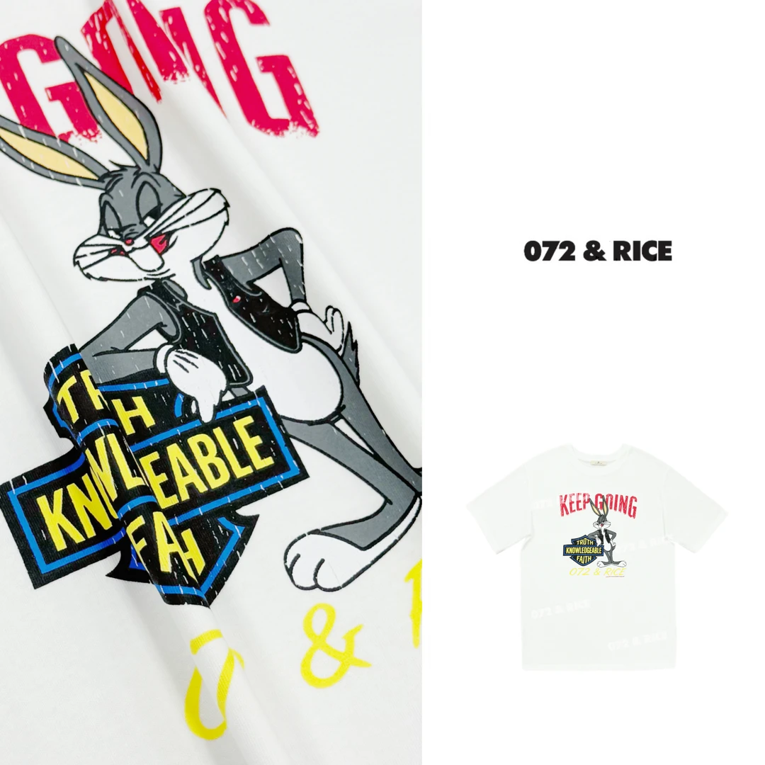 072 & RICE【兔八哥】100纯棉 夏季休闲圆领短袖T恤 ZX-33W360