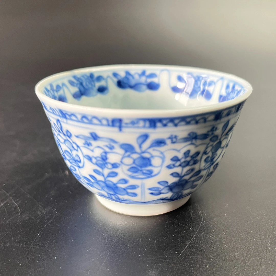 清光绪青花花卉纹杯 高4.9cm A02274