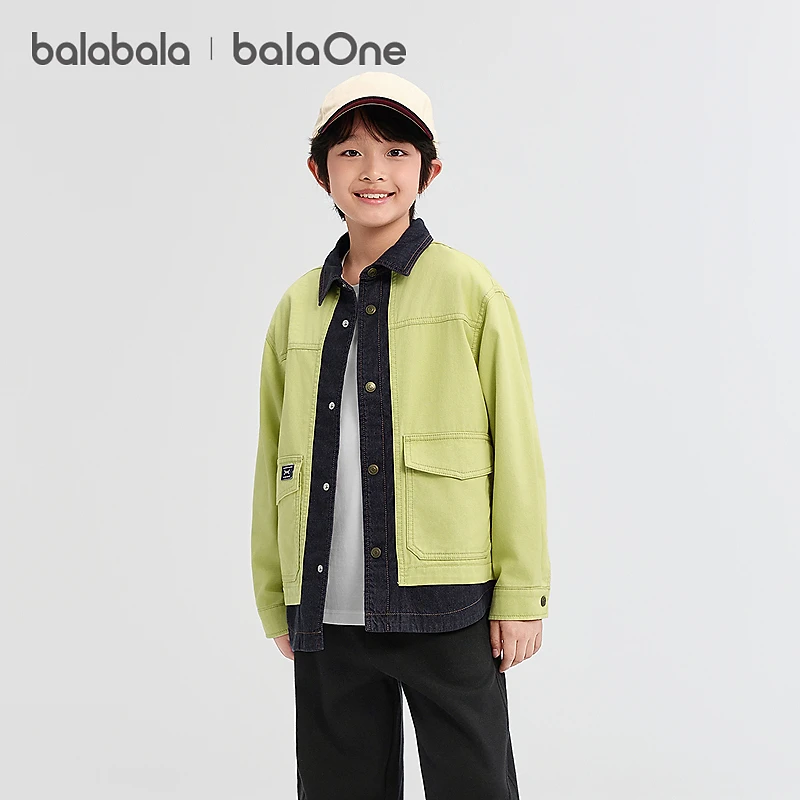 【balaOne】巴拉巴拉男童外套儿童上衣2025秋装全棉牛仔宽松亲肤