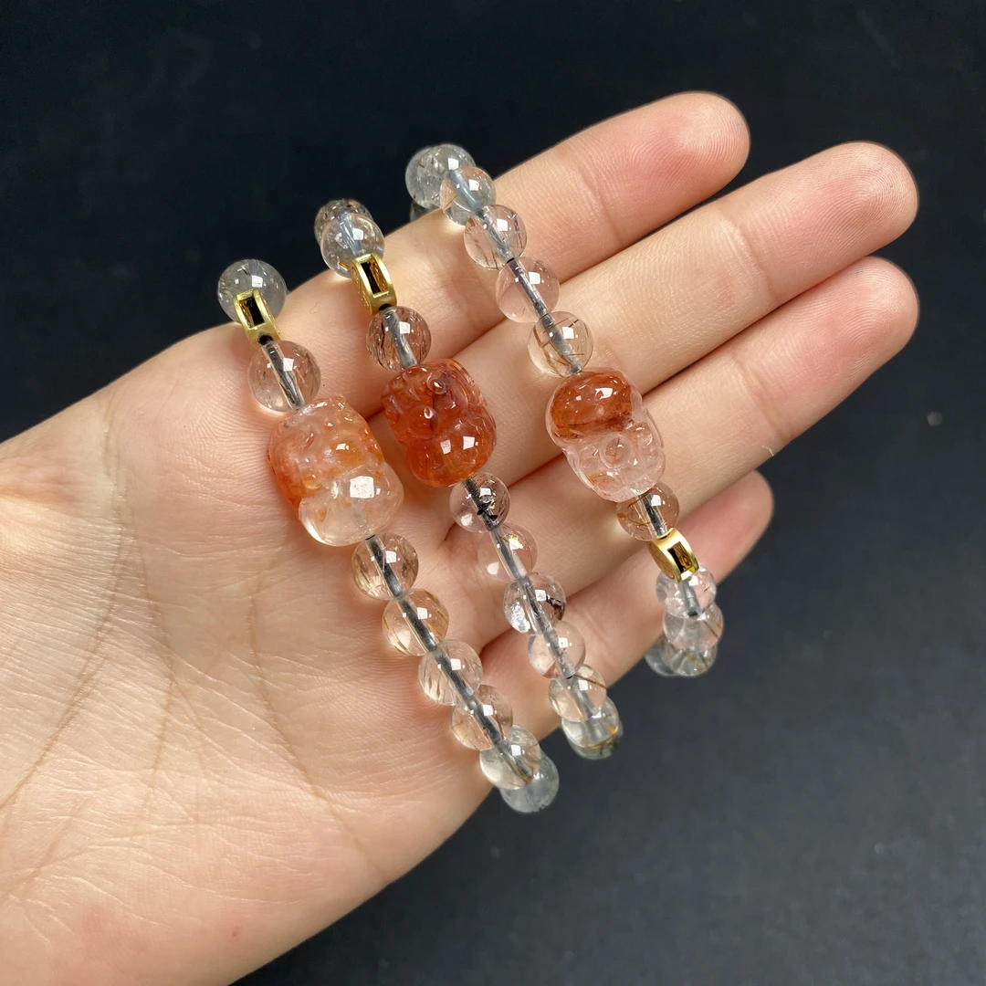 W652 天然水晶貔貅设计款手链多样性发一