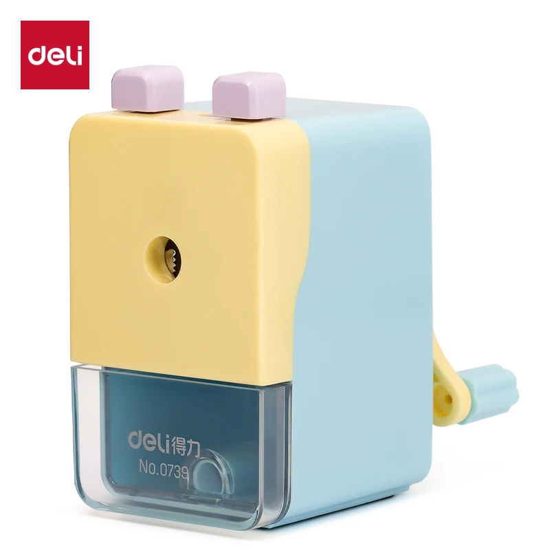 【得力】0739小学生专用手摇削笔器儿童自动进铅多功能削笔器