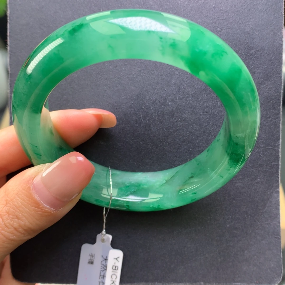 石英质玉（非洲翠）未镶嵌手镯5657轮胎飘花