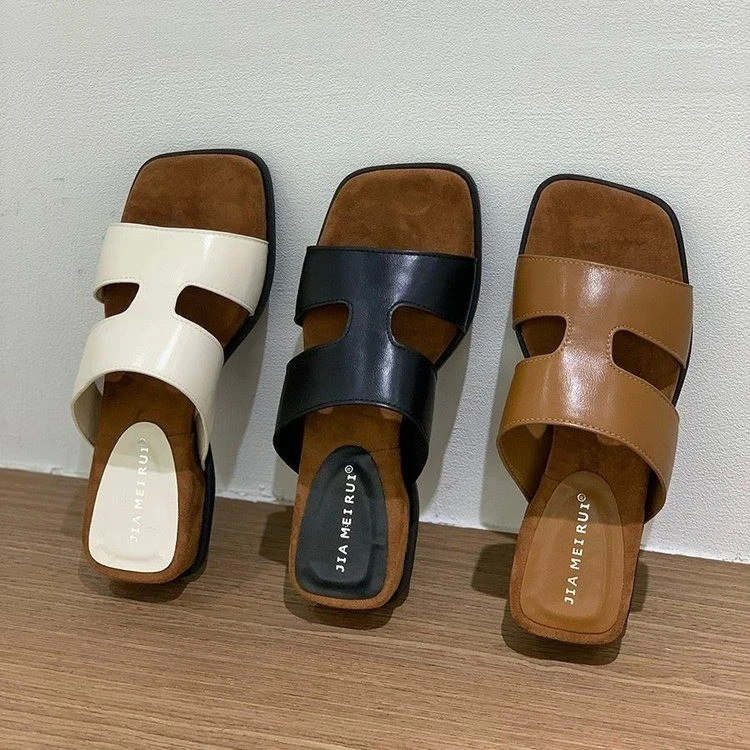 法式厚底坡跟增高跟凉拖鞋女夏外穿2025新款配裙子沙滩一字拖凉鞋