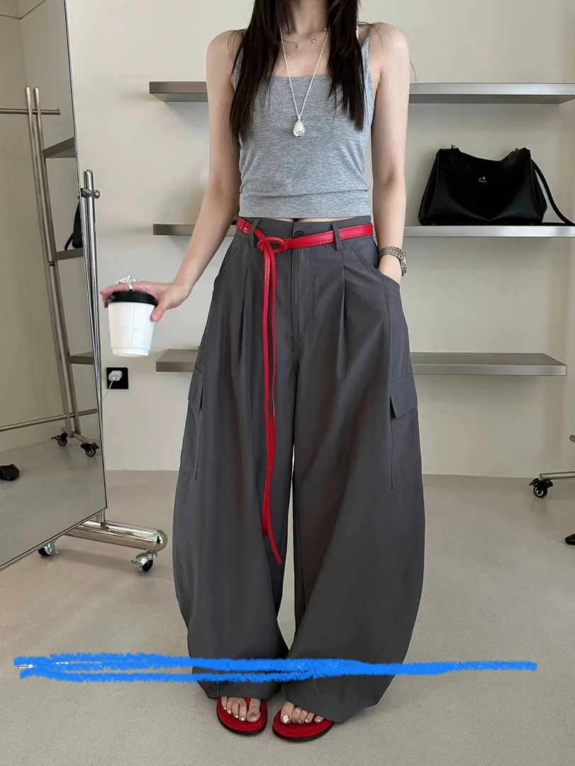 小清家）夏季薄款宽松松紧腰防晒工作裤