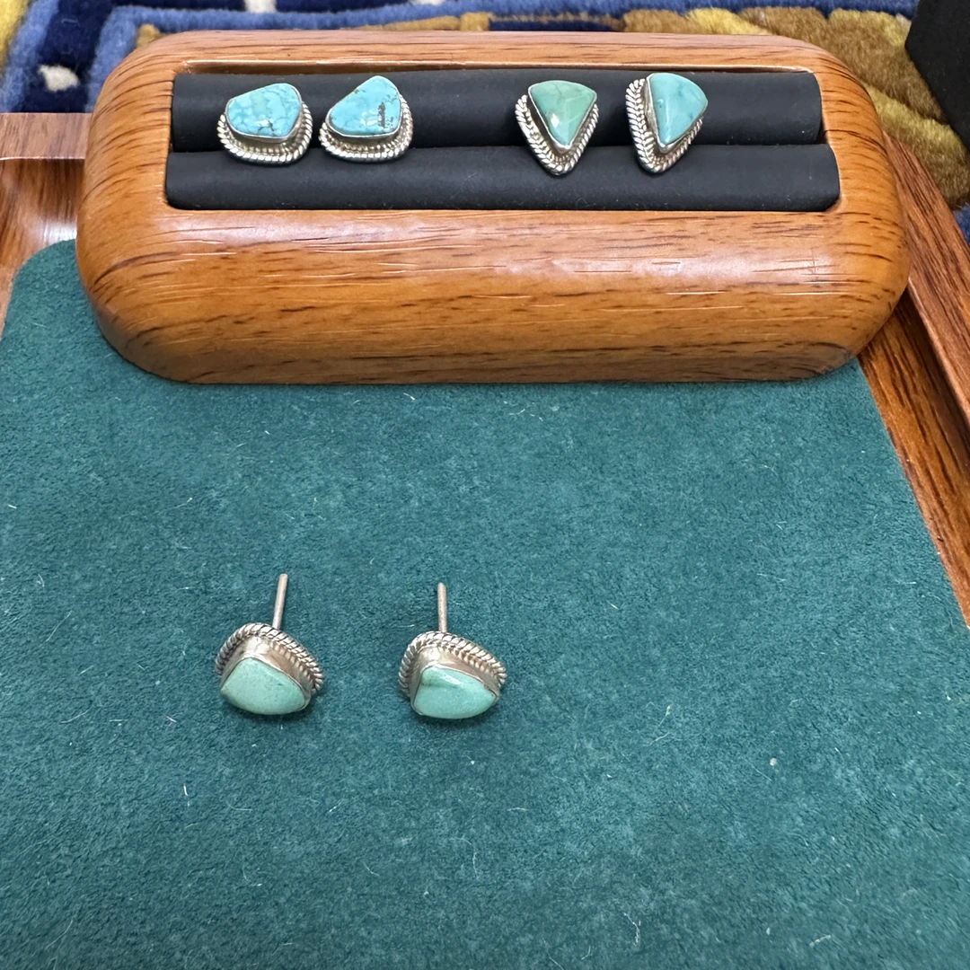 925银耳饰 尼泊尔手工松松几何耳钉3