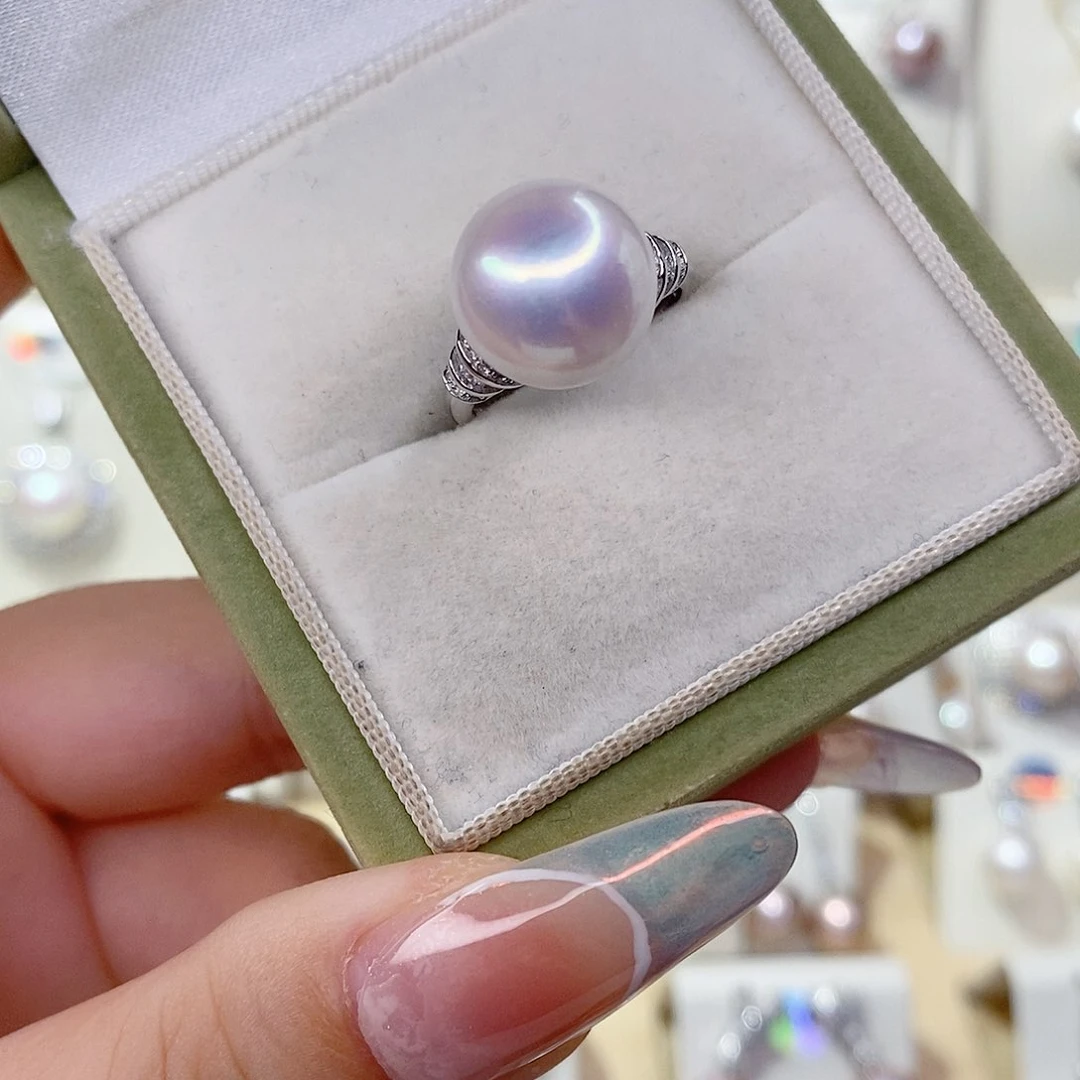 做***王戒指银S925镶嵌淡水珍珠