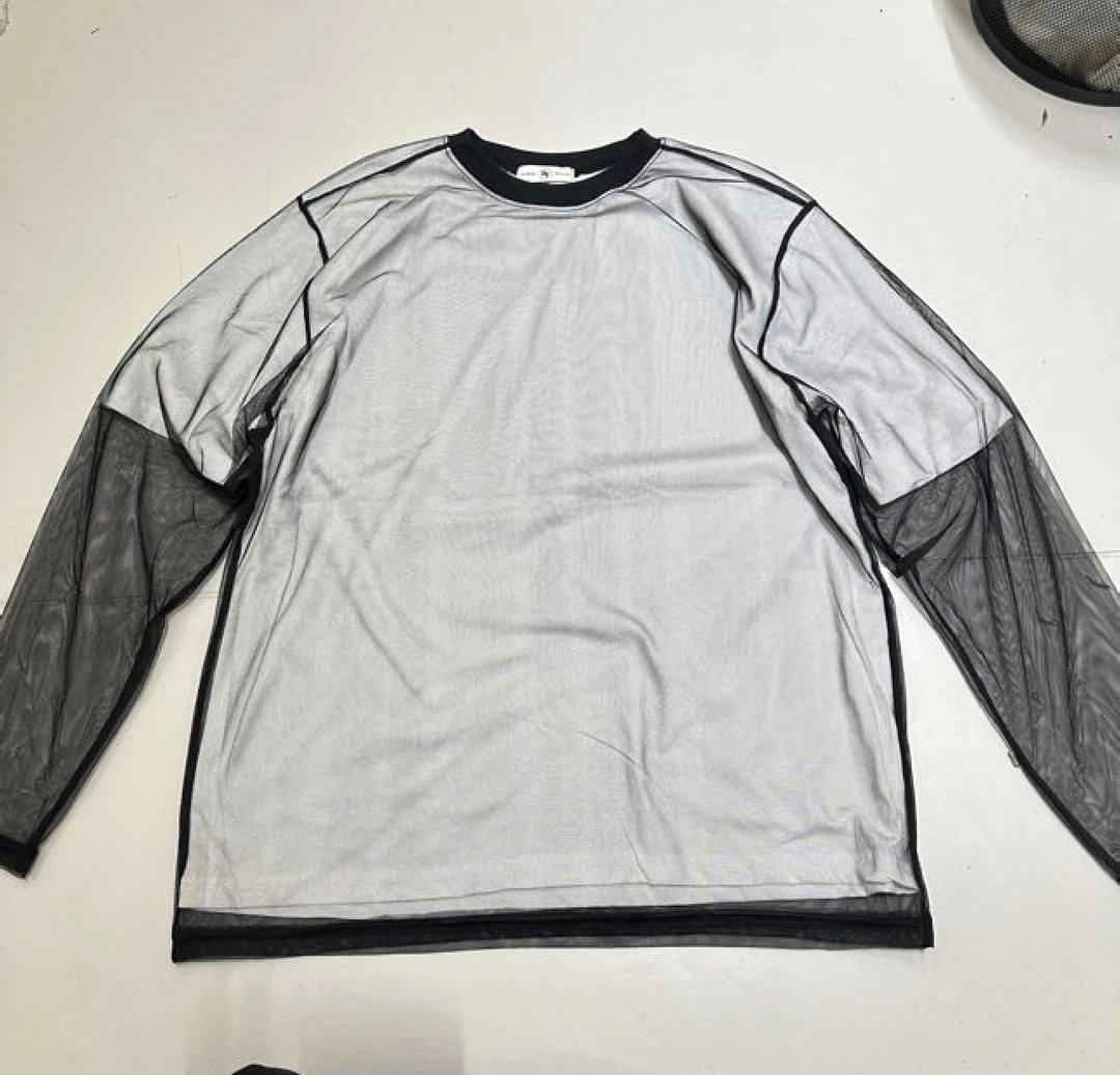 【清仓款】网纱拼接长袖罩衫g4123