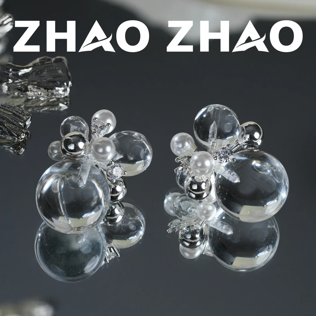 铜合金耳饰 「雪落下」新款透明女神梦幻聚会百搭耳饰